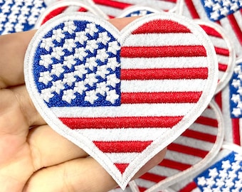 Flagge Herz Patch,Patriotic DIY Gestickte Applikation Patch,Bügelbild