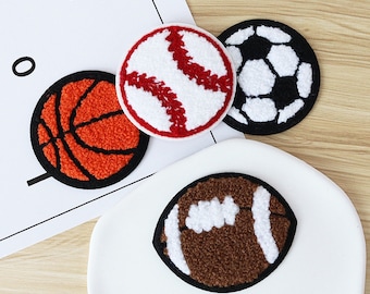 Chenille Sports Ball Embroidered Patch,Football Patch, Basketball Patch, Soccer Patch, Volleyball Patch, Iron On Patch