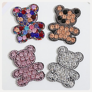 Toppa con strass a forma di orso, 3 pezzi, toppa con orso scintillante e carino, per abbigliamento, borse, accessori fai da te, toppa da cucire.