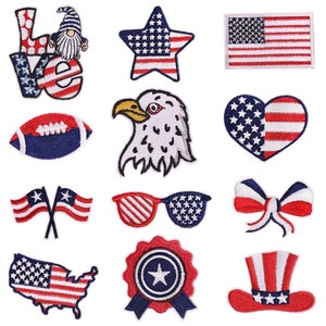 Écusson drapeau, écusson du 4 juillet, écusson jour de l'indépendance, appliqués brodés, écusson décoratif, écussons thermocollants