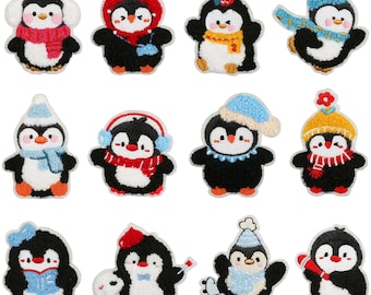 Cute Penguin Patch,Penguin Embroidered Patch,Winter Applique Iron on Patch