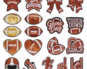 Football Sequin Embroidery Patch,Game Day Sequin Patch,Football Iron On Embroidered Applique Iron On Patch
