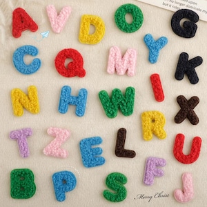 Parche termoadhesivo de chenilla con letras de colores, miniparche con letras, aplique bordado, parches para insignias con nombre para ropa, sombreros, bolsos y accesorios