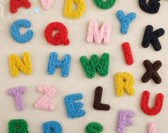 Color Letters Chenille Iron On Patch,Mini Letter Patch,Embroidered Patch Applique DIY Name Badge Patches For Clothing Hats Bags Accessories