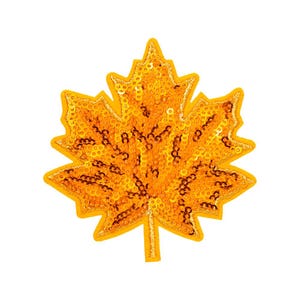 Toppa con paillettes a forma di foglia d'acero, toppa decorativa a forma di foglia autunnale, toppa termoadesiva immagine 3