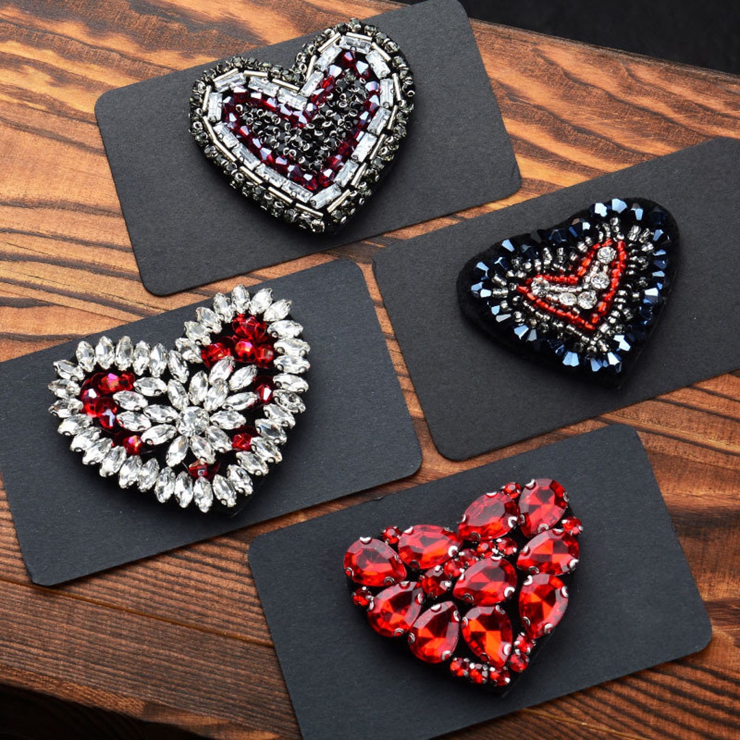 Rhinestone Heart Pattern Sew on Patch,couple Clothing Decoration,heart ...