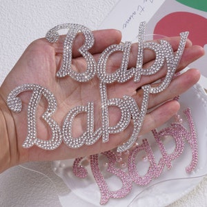 2Pcs Patches de strass para bebês, apliques de letras brilhantes para roupas, adesivos autoadesivos