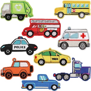 Écusson à broder à faire soi-même, ambulance pour véhicules de service, voiture de police, autobus scolaire, écusson fer à repasser pour camion de recyclage, sacs en jean pour enfants, décoration de vêtements