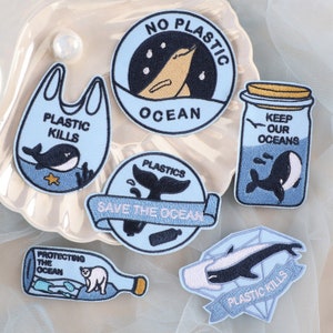 Sea Creatures Applique Patch Ocean Fish Badges Iron on Whale Patch Kawaii Animal Sticker Badge Kids Teen Jacket Backpack Tote Bag Accessory