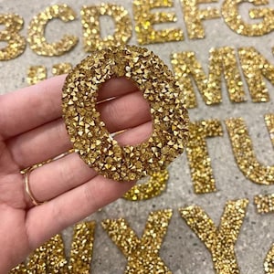 Parches de letras con diamantes de imitación, parches con purpurina dorada para planchar, apliques de letras, insignias con nombre, parches del alfabeto para ropa, bolsos y accesorios
