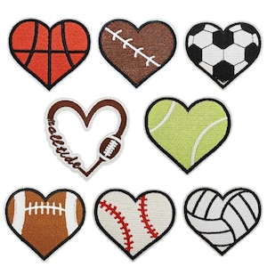 Herz Badge Ball Stickerei Patch,Herz Applikation Eisen auf Patch,Baseball Patch,Basketball,Fußball,Tennis,Volleyball Patch