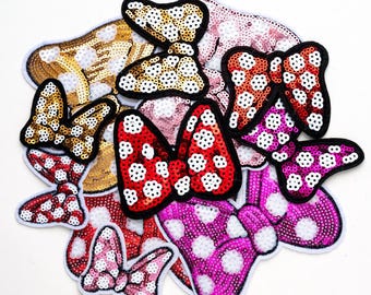 Bowknot Sequin Patch,Glitter Sequins Bow Patches,Iron On Patch