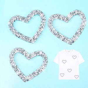 2pcs Heart-Shaped Rhinestone Patch,Sparkling Heart Patch For Clothing Bags DIY,Love Heart Applique Patches,Iron On Patch