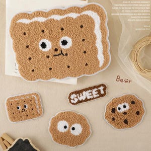 Biscuit Chenille Embroidered Patches,Cartoon Biscuit Patch,Food Patch,Decorative Patch,Self Adhesive Patches/Iron On Patch