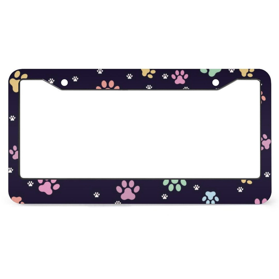 Dog Paw License Plate Frame, Cute Colorful Paw License Plate Frames