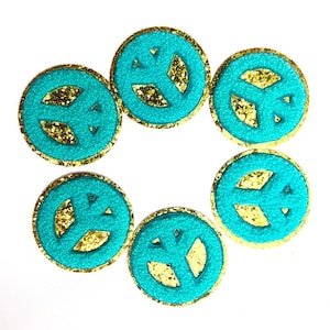 Peace Sign Chenille Patch, Gitter Embroidered Patch, Iron On Patches
