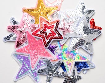 Colorful Star Patch,Star Sequin Patch,Mini Patch,Iron On Patch