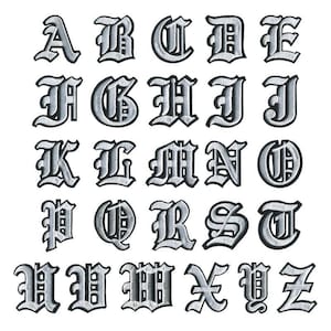 Parches bordados con letras del alfabeto plateadas de 2 pulgadas, parches termoadhesivos para ropa, bolsos, nombre DIY