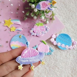 Planet Patch,Cute Space Embroidered Patch,Self Adhesive Patches