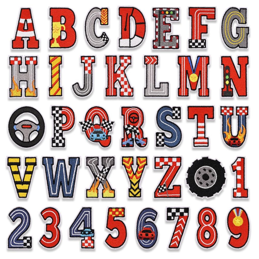 2.1 Inch Racing Style Letters Patch,embroidered Numbers Iron on Patch ...