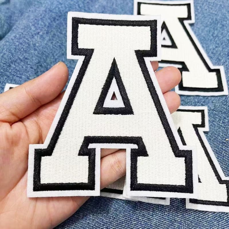 White Letters Alphabet Embroidered Iron On Patches,DIY Name Alphabet Patches, Large Letter Patch, Patches For Clothing Bags