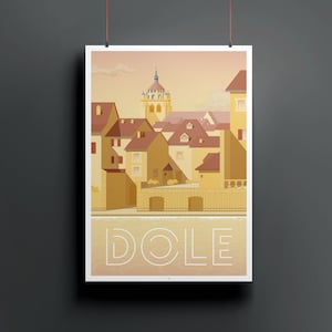 DOLE - Jura - Poster of the Collegiate Church and the Pasteur district