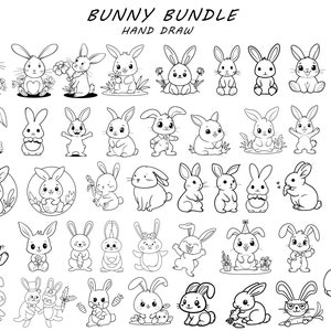 40 Häschen SVG, niedliche Blumen Häschen SVG, Kaninchen SVG Bundle, Kaninchen Clipart, Häschen schneiden Dateien für Cricut, Osterhase Schneidedateien für Cricut