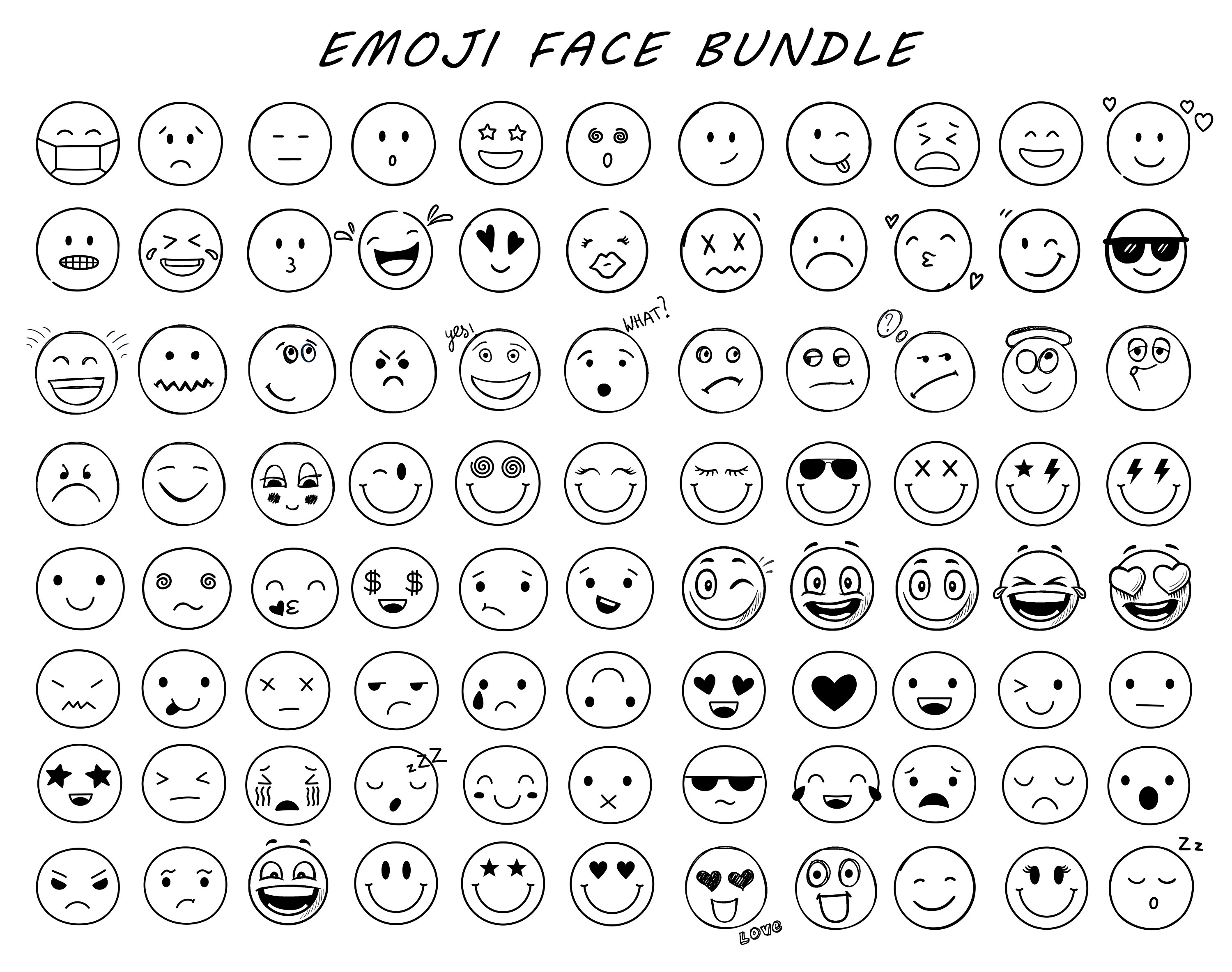 Mega Emoji Face SVG Bundle, Emoji Svg Bundle, Emoji PNG Bundle, Emoji Face Pack, Emoji Clipart, SVG Cut File for Cricut