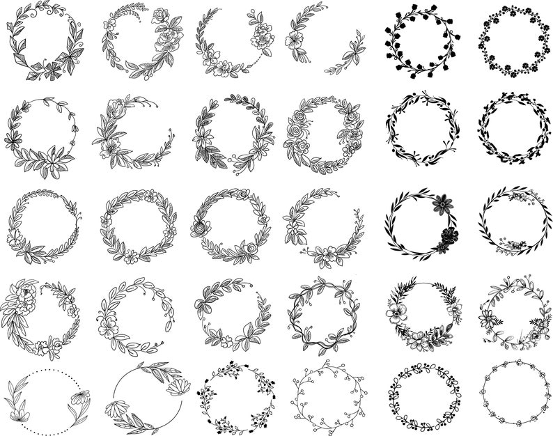 480 Floral Wreath Bundle , Wreath Svg Bundle, Laurel Wreath Svg, Flower ...