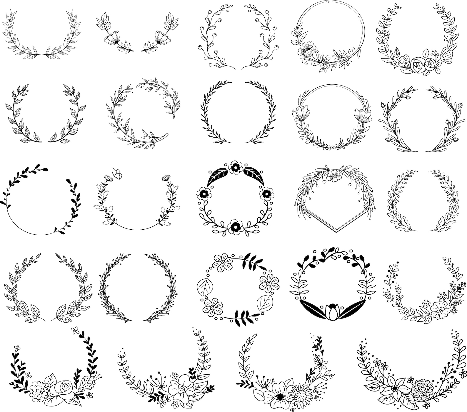 480 Floral Wreath Bundle , Wreath Svg Bundle, Laurel Wreath Svg, Flower ...
