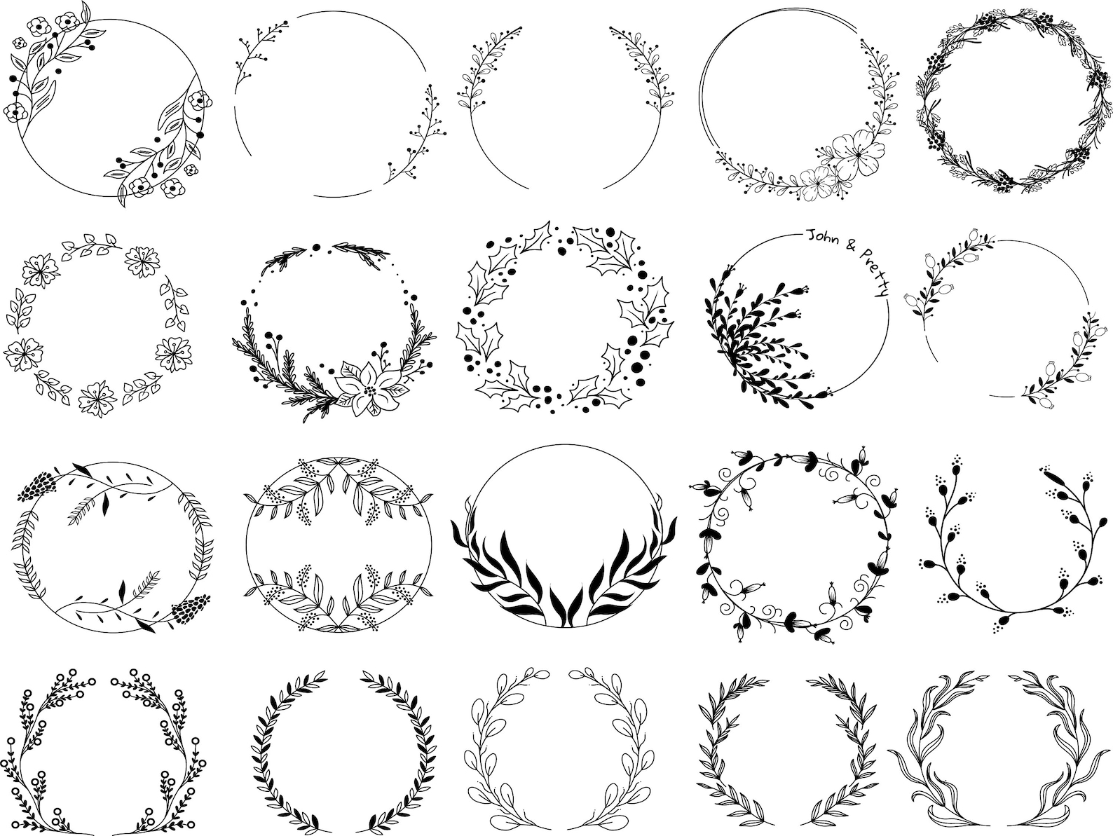 480 Floral Wreath Bundle , Wreath Svg Bundle, Laurel Wreath Svg, Flower ...
