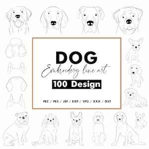 100 Dog Embroidery Design Bundle, Machine Embroidery, Breeds-Ears-Faces-Baby Bundle, Dog Embroidery File, 4 Sizes, Instant Download
