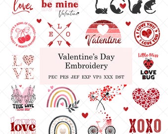 50 Love machine embroidery design, Hearts Embroidery Design, rainbow embroidery, Valentine&#39;s Day embroidery files, Instant download, 4 sizes