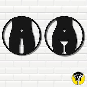 Toilet deur teken STL-bestand, badkamer teken, bar toilet teken STL, toilet STL fil, toilet laserbestand, grappig toilet teken SVG-bestand