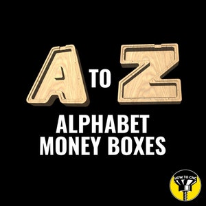 Voltooi A tot Z alfabet hoofdletter spaarpotten, spaarpot CNC-bestanden, spaarpot SVG, spaarpot DXF-bestanden, alfabet spaarpot Svg