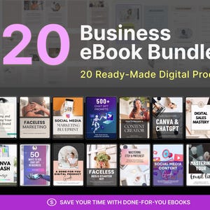 20 PLR Business eBook Bundle | Editable Canva Templates | Digital Products to Resell