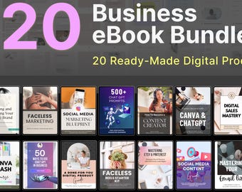 20 PLR Business eBook Bundle | Editable Canva Templates | Digital Products to Resell