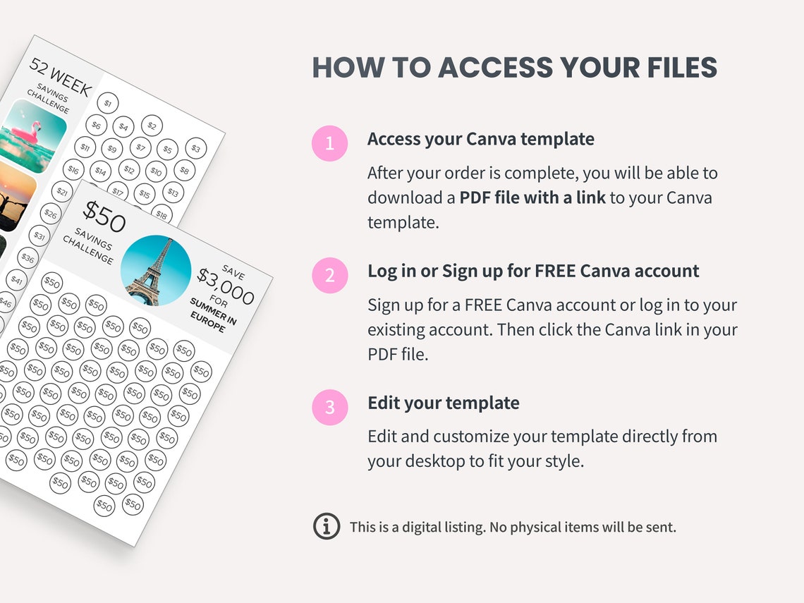 Savings Challenge Printable, Savings Tracker Bundle, Editable Template ...