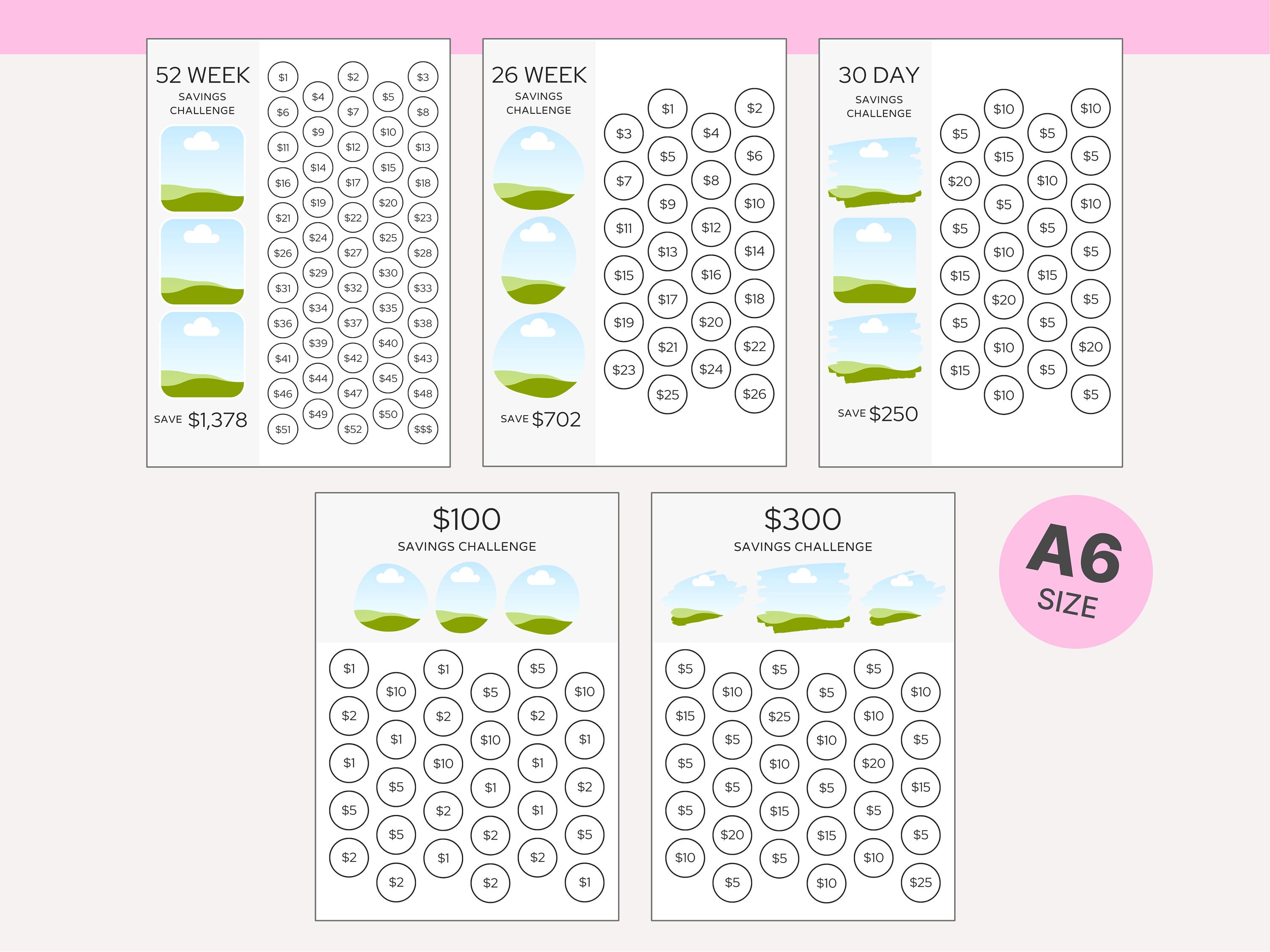 Savings Challenge Printable, Savings Tracker Bundle, Editable Template ...