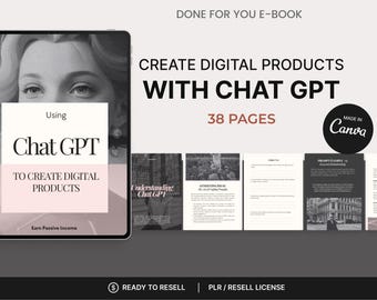 Guía de productos digitales de ChatGPT: eBook PLR de Canva, Trabajo extra con IA (Descarga PDF, 38 páginas)