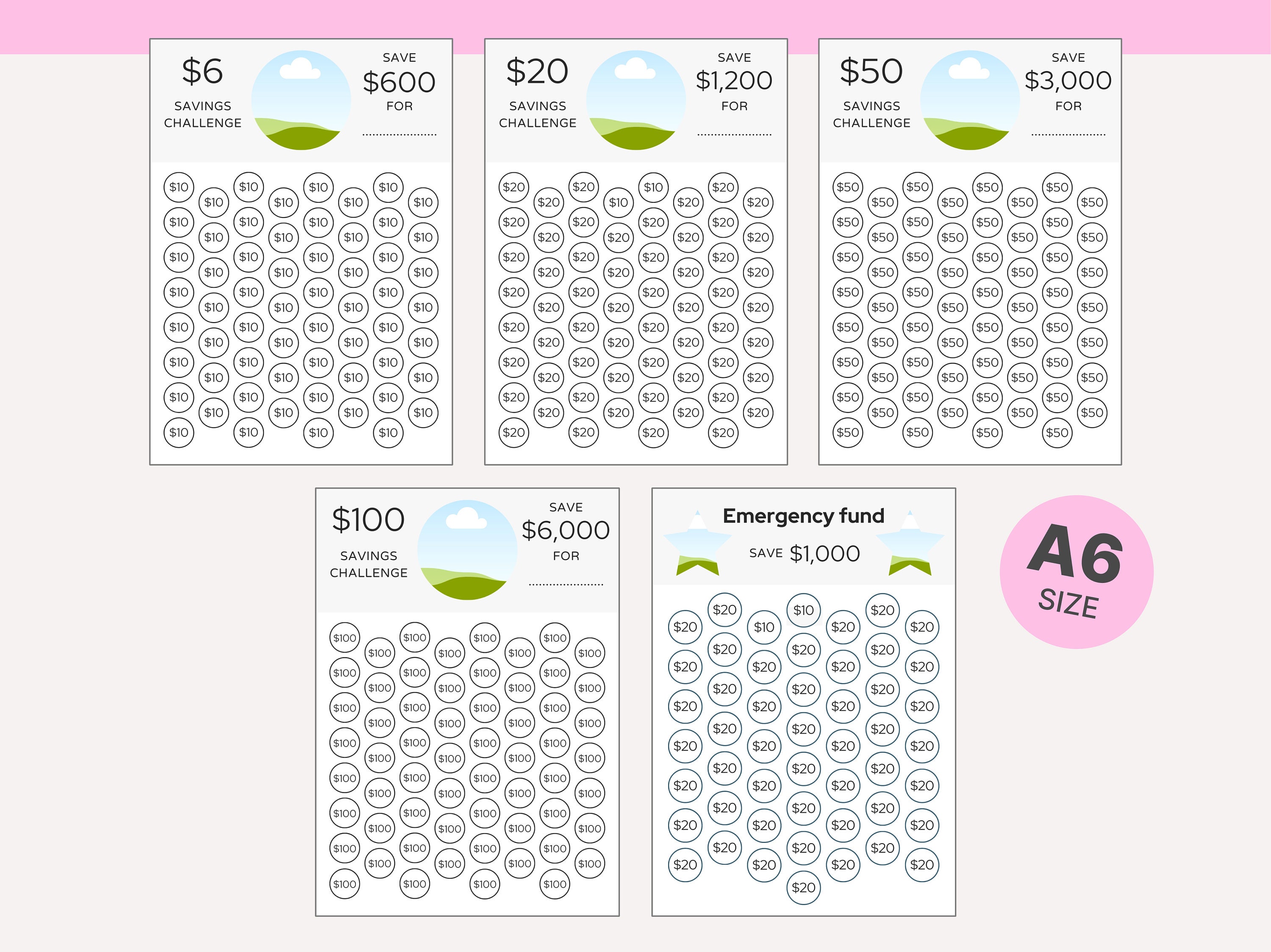 Savings Challenge Printable, Savings Tracker Bundle, Editable Template ...