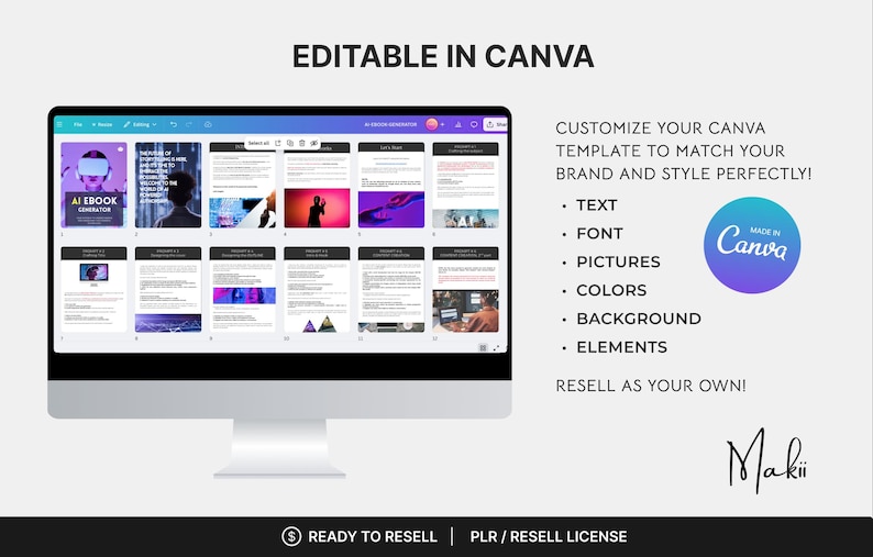 AI Ebook Generator Canva Template: PLR Digital Product Resell Rights - Etsy