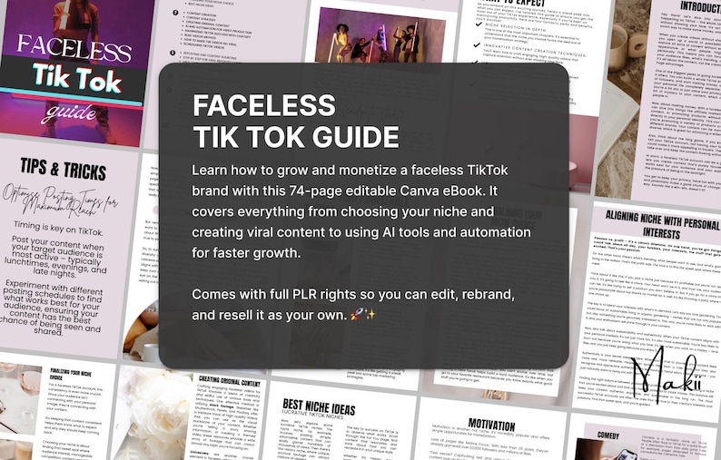Faceless Tiktok Guide – Editable Canva Ebook With PLR Rights | Tiktok ...