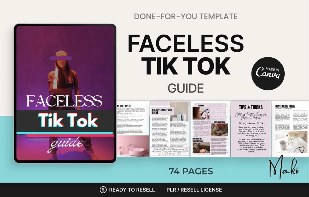 Faceless Tiktok Guide – Editable Canva Ebook With PLR Rights | Tiktok ...