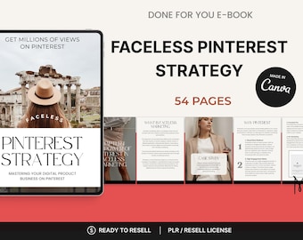 Faceless Pinterest Marketing eBook Canva Template: PLR Resell Rights (Digital Download