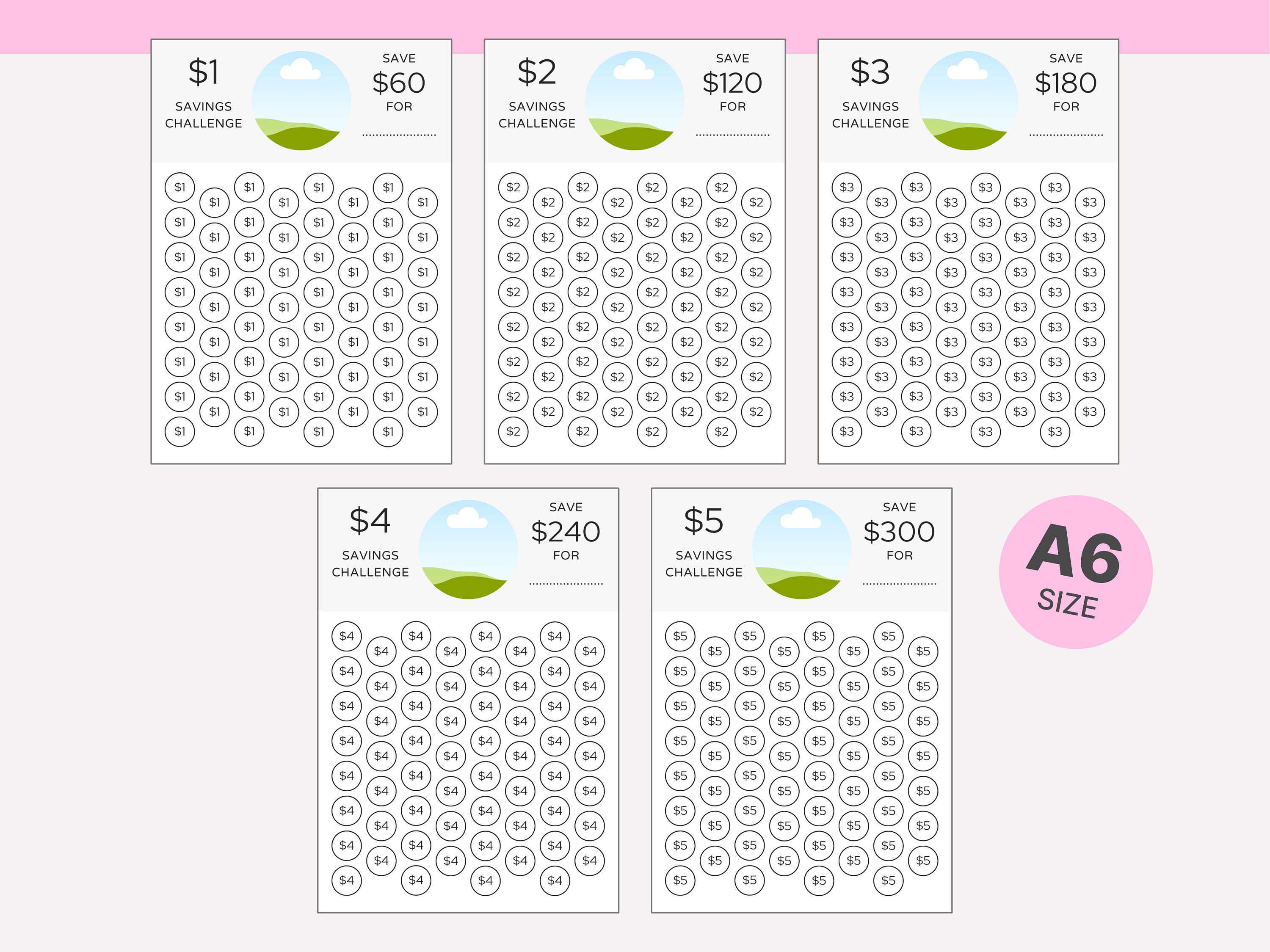 Savings Challenge Printable, Savings Tracker Bundle, Editable Template ...