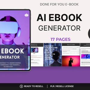 AI eBook Generator Canva Template | Editable PLR Digital Product | AI-Powered eBook Creation Guide to Rebrand & Resell