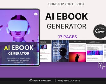 AI eBook Generator Canva Template: PLR Digital Product Resell Rights