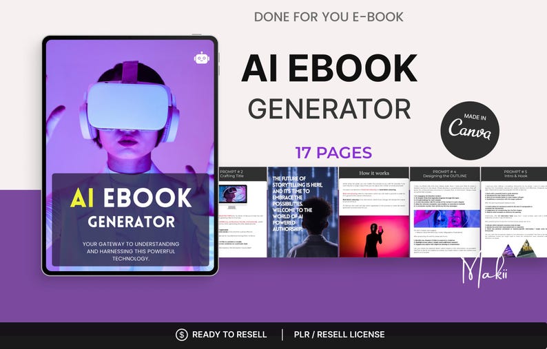 AI Ebook Generator Canva Template: PLR Digital Product Resell Rights - Etsy