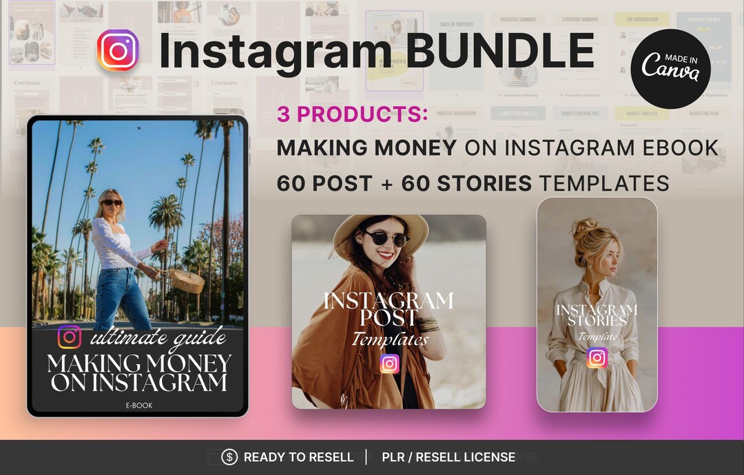 Instagram Canva Templates Bundle | 60 Posts + 60 Stories + Money Making ...
